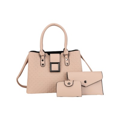 CT44945 APRICOT Urban Chic PU Leather Diamond Pattern Three-Piece Bag Set