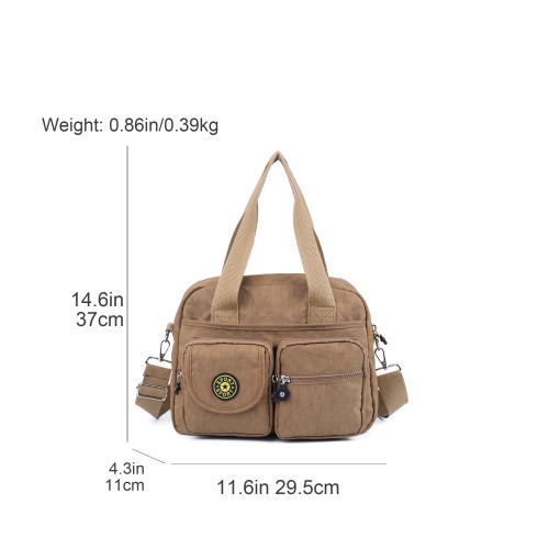 VK5250 Khaki - Women Large Solid Crossbody Bags