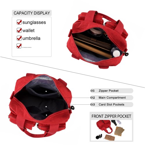VK5250-RED - Women Large Solid Crossbody Bags