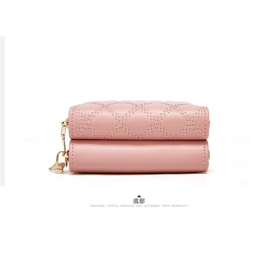LB02834-PINK Women's Embroidered PU Leather Vertical Wallet