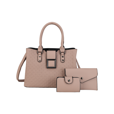 CT44945 KHAKI Urban Chic PU Leather Diamond Pattern Three-Piece Bag Set