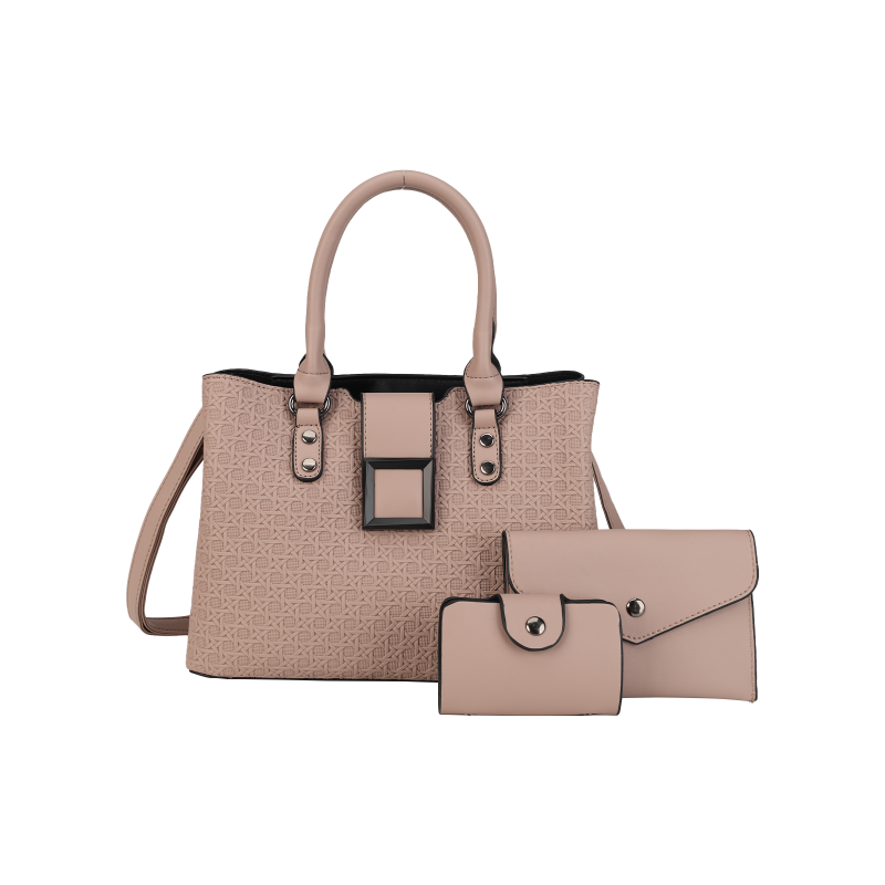 CT44945 KHAKI Urban Chic PU Leather Diamond Pattern Three-Piece Bag Set