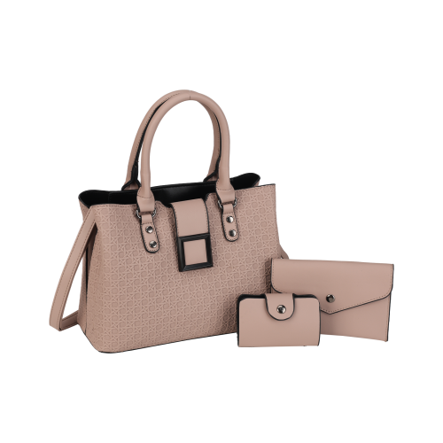 CT44945 KHAKI Urban Chic PU Leather Diamond Pattern Three-Piece Bag Set