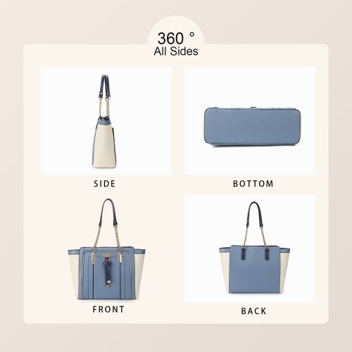 SY2217-BLUE - Women's new fashion snake print color matching handbag without purse