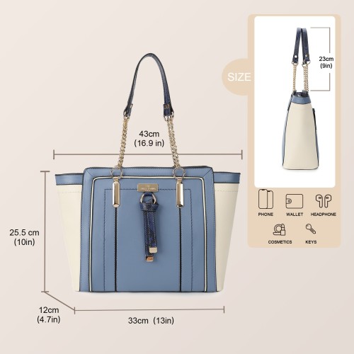 SY2217-BLUE - Women's new fashion snake print color matching handbag without purse
