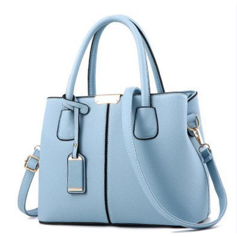 CT44936 BLUE Chic PU Leather Handbag with Lychee Pattern