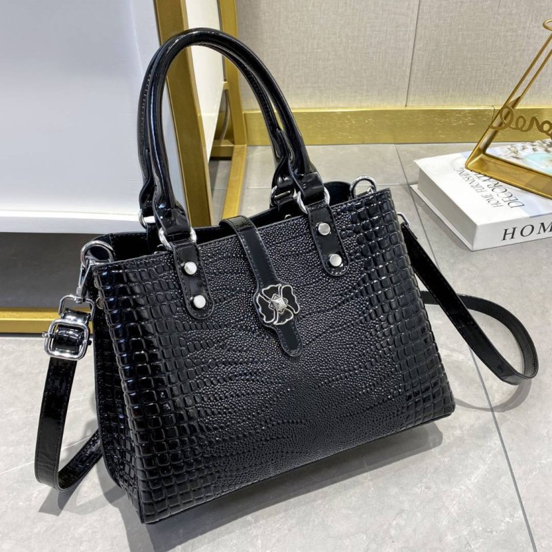 CT44930 Black Vintage-style Medium-sized PU Leather Bag