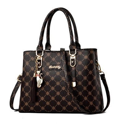 CT44942 DACOFFEE Vintage-Inspired Geometric Print PU Leather Tote Bag CT44942 DACOFFEE Vintage-Inspired Geometric Print PU Leather Tote Bag