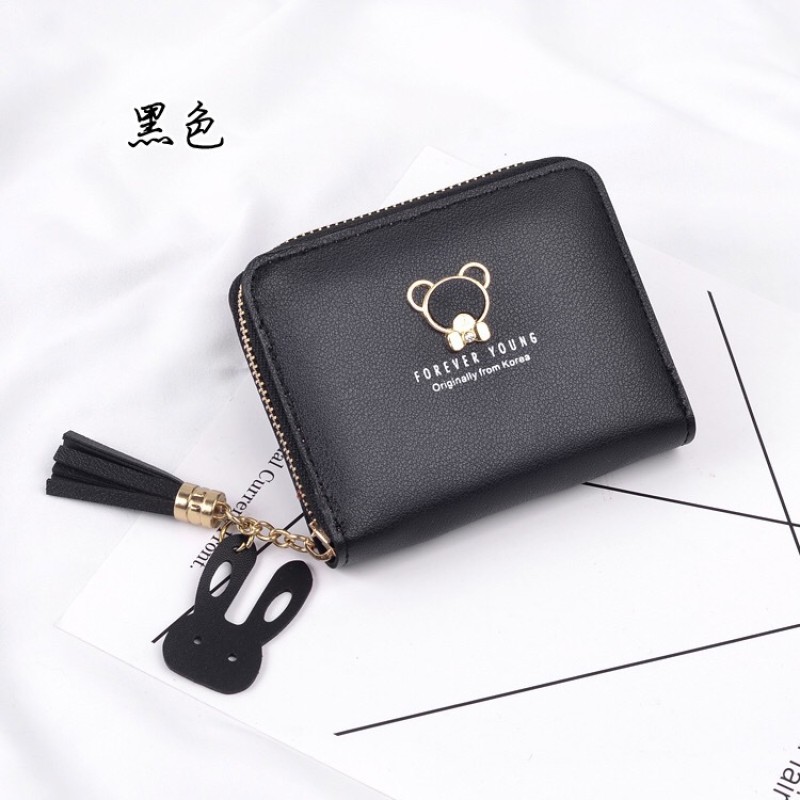 LB02832-BLACK Urban Minimalist Double Fold PU Leather Wallet