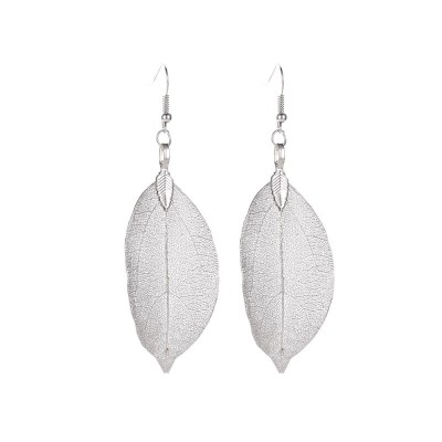 ER0003 white Leaf-inspired Alloy Earrings - Nature's Elegance in Diverse Colors ER0003 white Leaf-inspired Alloy Earrings - Nature's Elegance in Diverse Colors