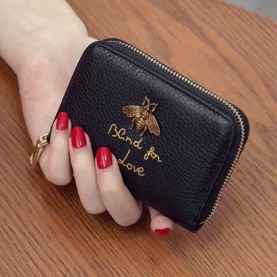 LB02850 BLACK Bee-themed PU Leather Cardholder