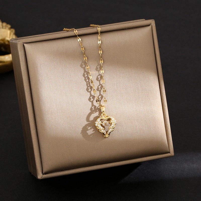 NL0046 Gold Golden Heartbeat Harmony Necklace NL0046 Gold Golden Heartbeat Harmony Necklace