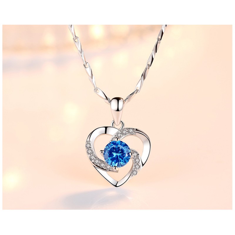 NL0050 Blue Heart-shaped Earrings with Zircon NL0050 Blue Heart-shaped Earrings with Zircon