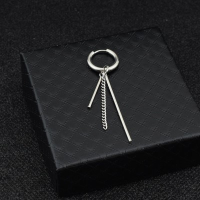 ER0004-Single one Polished Stainless Steel Geometric Ear Cuff - Modern Lines for All Genders ER0004-Single one Polished Stainless Steel Geometric Ear Cuff - Modern Lines for All Genders