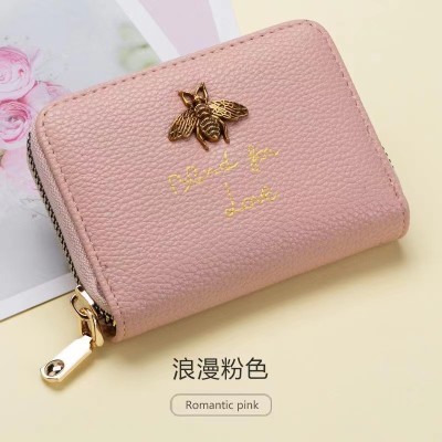 LB02850 PINK Bee-themed PU Leather Cardholder LB02850 PINK Bee-themed PU Leather Cardholder