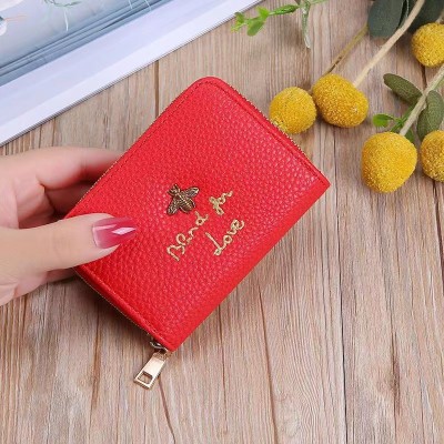 LB02850 RED Bee-themed PU Leather Cardholder LB02850 RED Bee-themed PU Leather Cardholder