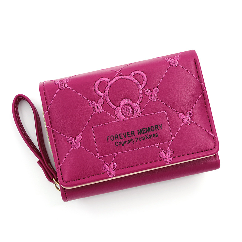 LB02846-FUSHIA Women's Triple Fold PU Leather Wallet