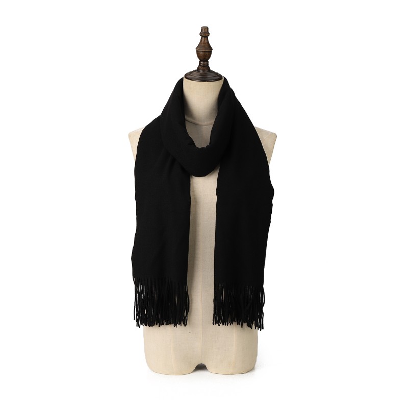 SF1609-BLACK Solid Color Warm Cashmere Scarf SF1609-BLACK Solid Color Warm Cashmere Scarf