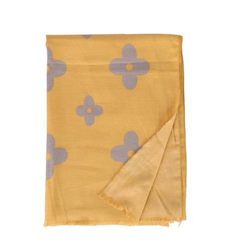 SF1214-2-YELLOW Floral Pattern Fashion Cashmere Scarf