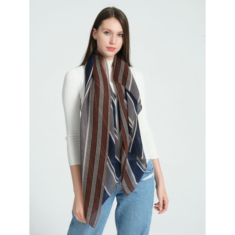SF1287-COFFEE Dark Tone Scarf Design Color Interlaced