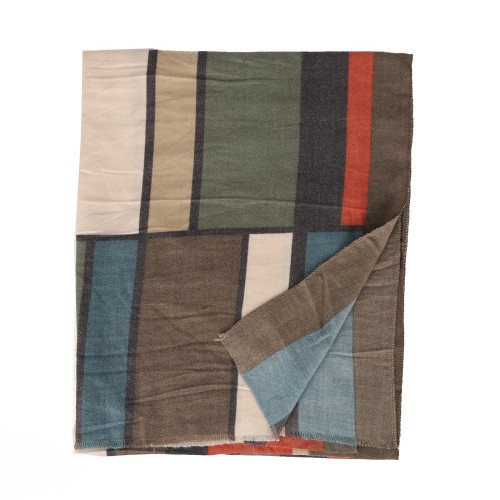SF1334-GREEN Newest Style Scarf With Colorful Vertical Stripes Cashmere