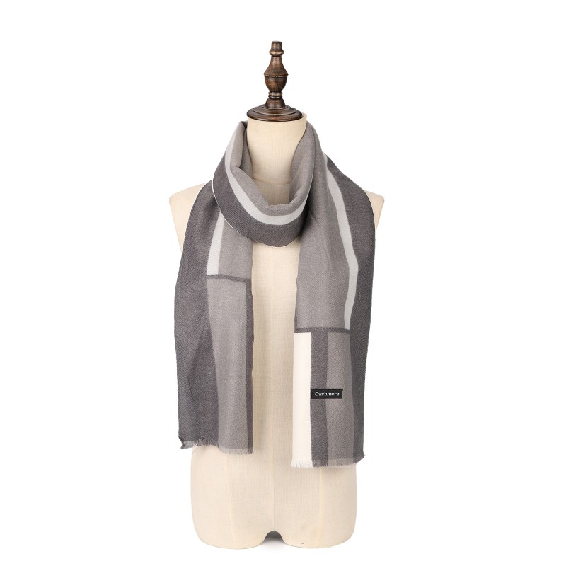 SF1334-GREY Newest Style Scarf With Colorful Vertical Stripes Cashmere