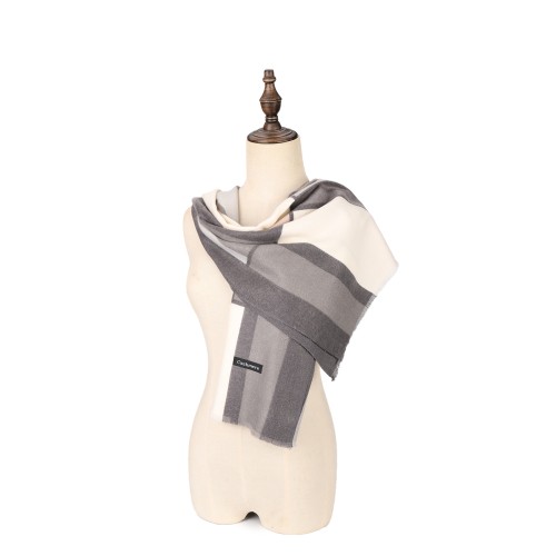 SF1334-GREY Newest Style Scarf With Colorful Vertical Stripes Cashmere