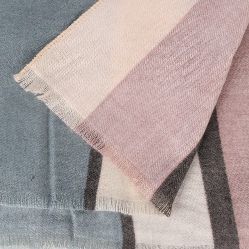 SF1334-KHAKI Newest Style Scarf With Colorful Vertical Stripes Cashmere