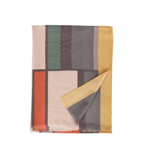 SF1334-YELLOW Newest Style Scarf With Colorful Vertical Stripes Cashmere
