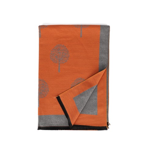 SF1404 ORANGE Cashmere Scarf With Dandelion Design