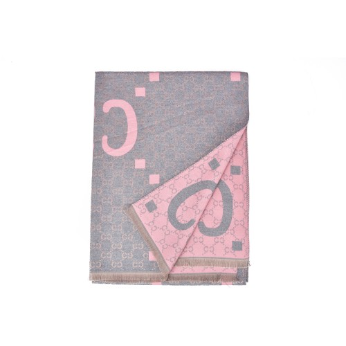 SF1501-GREY Cashmere Scarf With A Symmetrical 'C' Pattern