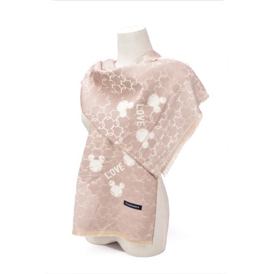 SF1503-BROWN Cashmere Scarf With Mickey Print