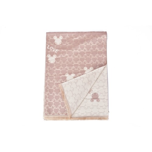 SF1503-BROWN Cashmere Scarf With Mickey Print