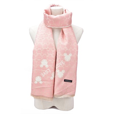 SF1503-PINK Cashmere Scarf With Mickey Print