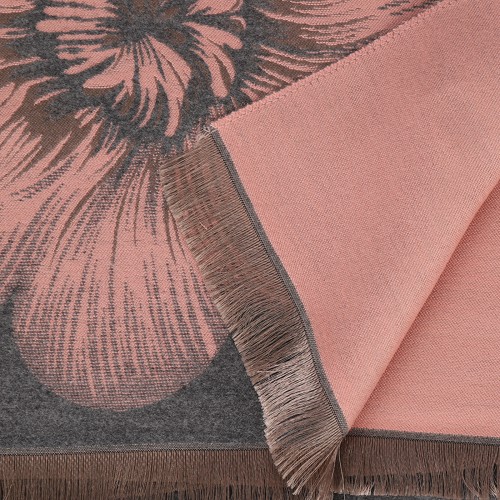 SF1505-GREY Large Floral Design Cashmere Scarf