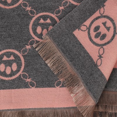 SF1510-PINK Cashmere Scarf With Claw Pattern
