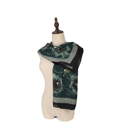 SF1513-GREEN Scarf With A Rattan Pattern