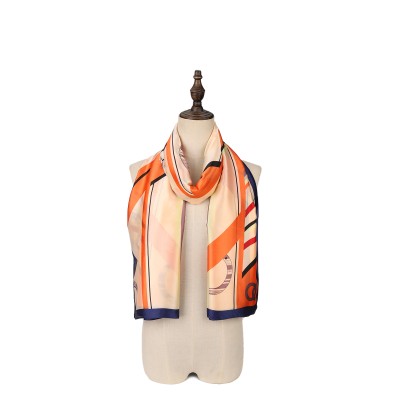 SF1514-ORANGE Geometric Combination Pattern Scarf