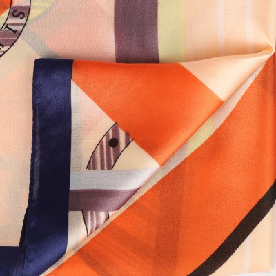 SF1514-ORANGE Geometric Combination Pattern Scarf