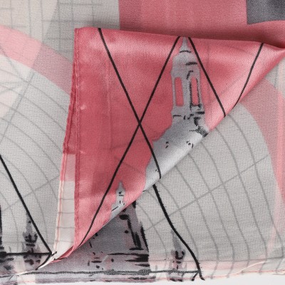 SF1516-PINK Geometric Pattern and Church Pattern Scarf