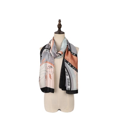 SF1520-BLUE Morning Glory Pattern Scarf