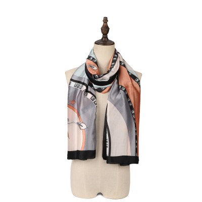 SF1525-PINK Morning Glory Pattern Scarf