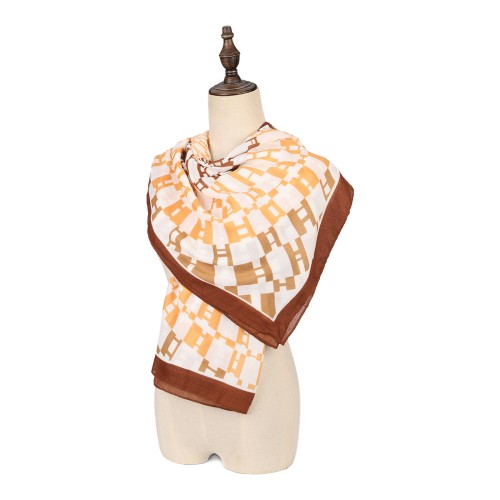 SF1562-KHAKI Scarf With Radial Pattern