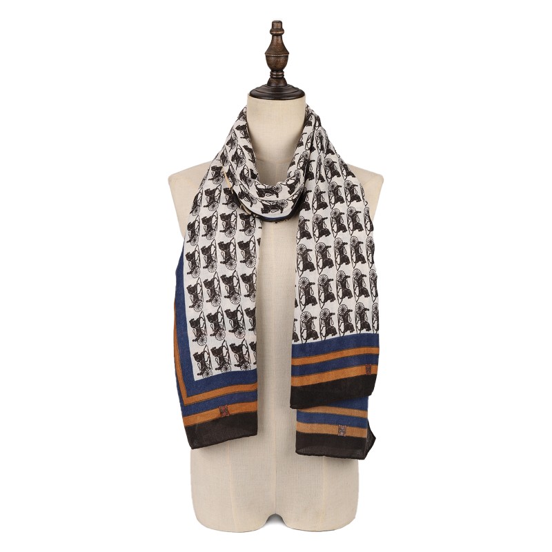 SF1564-BLUE Horse-drawn Carriage Pattern Scarf