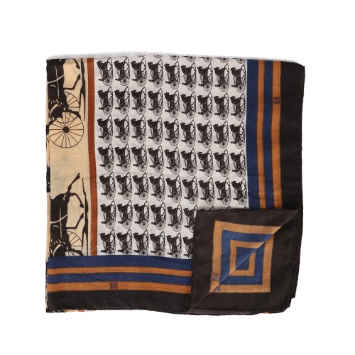 SF1564-BLUE Horse-drawn Carriage Pattern Scarf