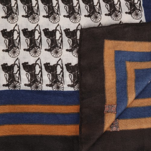 SF1564-BLUE Horse-drawn Carriage Pattern Scarf
