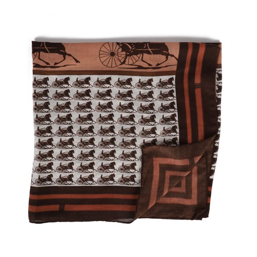 SF1564-BROWN Horse-drawn Carriage Pattern Scarf