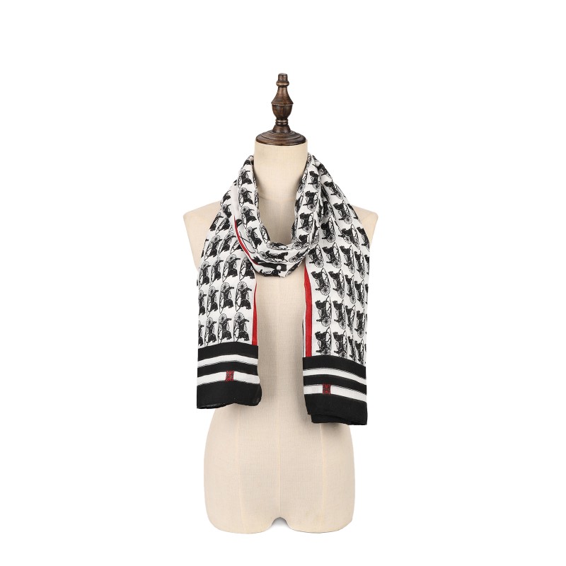 SF1564-RED Horse-drawn Carriage Pattern Scarf
