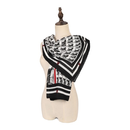 SF1564-RED Horse-drawn Carriage Pattern Scarf