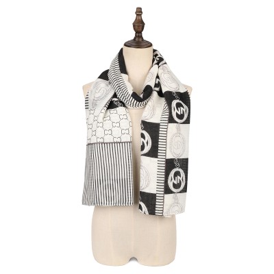 SF1567-BLACK Fashionable Dress Pattern Scarf